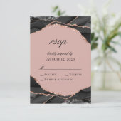 Elegant Roos Gold Foil Agate Wedding RSVP Kaartje (Staand voorkant)