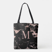 Elegant Roos Gold Foil Black Marble Monogram Tote Bag (Achterkant)