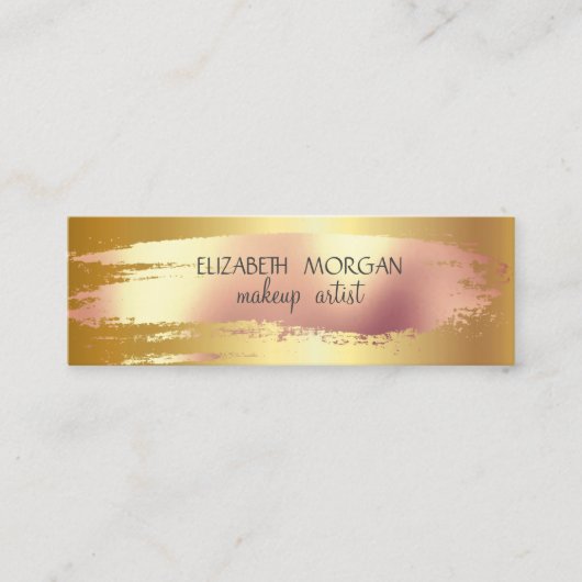 Elegant Roos Gold Foil Brush Stroke, Faux Gold Mini Visitekaartje (Voorkant)
