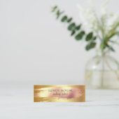 Elegant Roos Gold Foil Brush Stroke, Faux Gold Mini Visitekaartje (Staand voorkant)