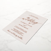 Elegant Roos Gold Foil Calligrafie | Blush Weddens Folie Uitnodiging (Gedraaid)