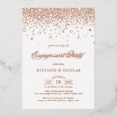 Elegant Roos Gold Foil Confetti Engagement Party Folie Uitnodiging (Voorkant)