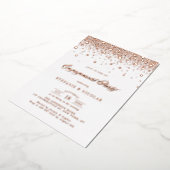 Elegant Roos Gold Foil Confetti Engagement Party Folie Uitnodiging (Gedraaid)