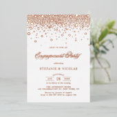 Elegant Roos Gold Foil Confetti Engagement Party Folie Uitnodiging (Staand Voorkant)