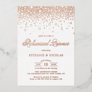 Elegant Roos Gold Foil Confetti Rehearings Dinner Folie Uitnodiging