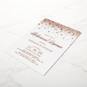 Elegant Roos Gold Foil Confetti Rehearings Dinner Folie Uitnodiging (Gedraaid)