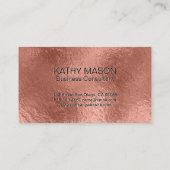 Elegant Roos Gold Foil Damask Patroon Visitekaartje (Achterkant)