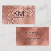 Elegant Roos Gold Foil Damask Patroon Visitekaartje (Voorkant / Achterkant)