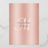Elegant Roos Gold Foil Damask Wedding Folie Uitnodiging (Achterkant)