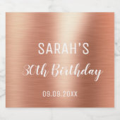 Elegant Roos Gold Foil Elke 30e verjaardag Sparkling Wijnetiket (Enkel label)