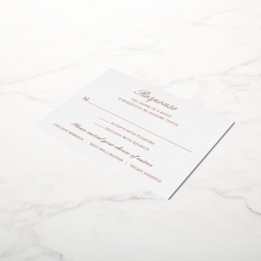Elegant Roos Gold Foil Formal Wedding RSVP Kaart (Gedraaid)