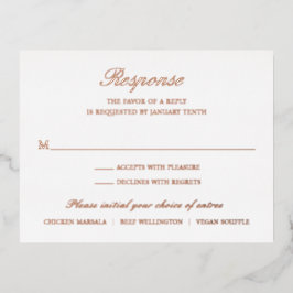 Elegant Roos Gold Foil Formal Wedding RSVP Kaart
