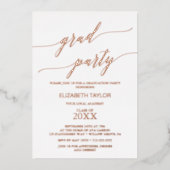 Elegant Roos Gold Foil Graduparty Folie Uitnodiging (Voorkant)