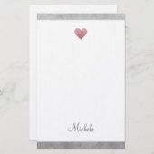 Elegant Roos Gold Foil Heart Modern Script Briefpapier (Voorkant / Achterkant)