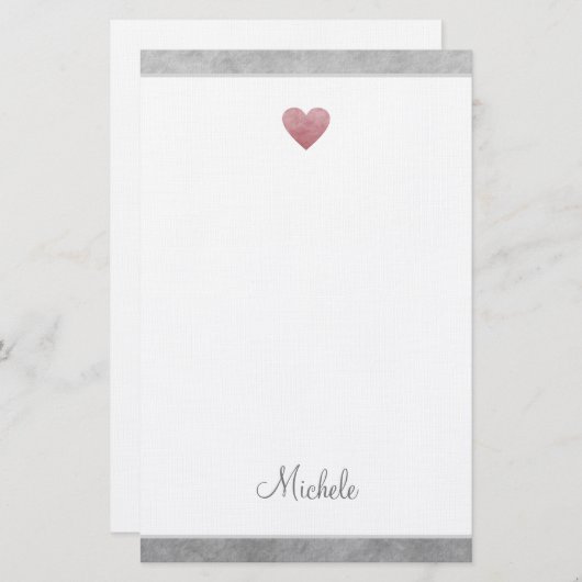 Elegant Roos Gold Foil Heart Modern Script Briefpapier (Voorkant / Achterkant)