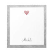 Elegant Roos Gold Foil Heart Modern Script Notitieblok (Voorkant)