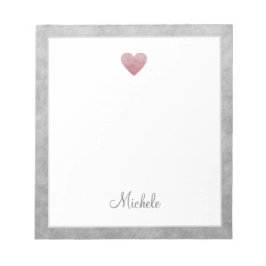 Elegant Roos Gold Foil Heart Modern Script Notitieblok
