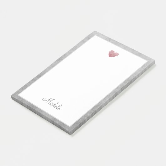 Elegant Roos Gold Foil Heart Modern Script Post-it® Notes (Schuin)