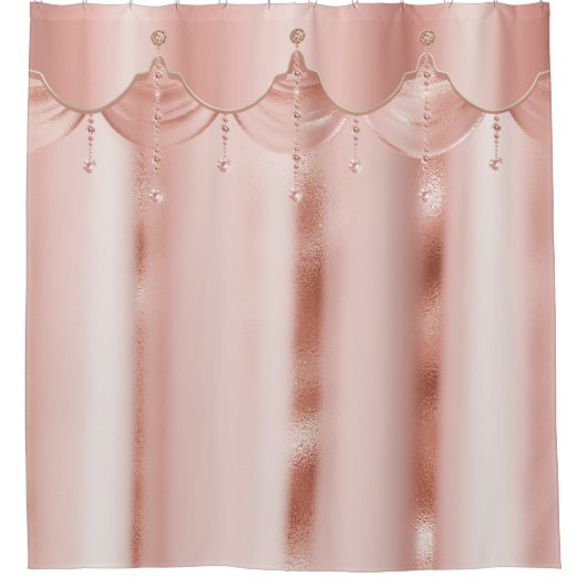 Elegant Roos Gold Foil Jewel Accent Douchegordijn (Voorkant)