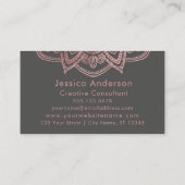 Elegant Roos Gold Foil Mandala over donkergrijs Visitekaartje (Achterkant)