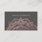 Elegant Roos Gold Foil Mandala over donkergrijs Visitekaartje (Voorkant)