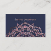 Elegant Roos Gold Foil Mandala over marine Visitekaartje (Voorkant)