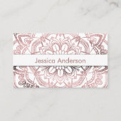 Elegant Roos Gold Foil Mandala over White Visitekaartje (Voorkant)