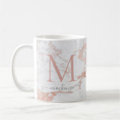Elegant Roos Gold Foil marble Monogram Koffiemok (Links)