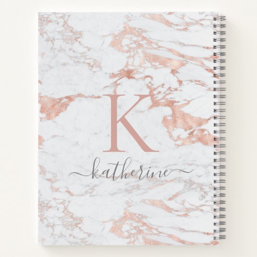 Elegant Roos Gold Foil marble Monogram Notitieboek (Achterkant)
