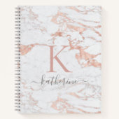 Elegant Roos Gold Foil marble Monogram Notitieboek (Voorkant)