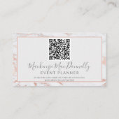 Elegant Roos Gold Foil marble Monogram QR Code Visitekaartje (Achterkant)