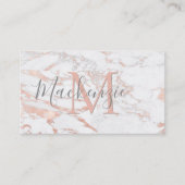 Elegant Roos Gold Foil marble Monogram QR Code Visitekaartje (Voorkant)