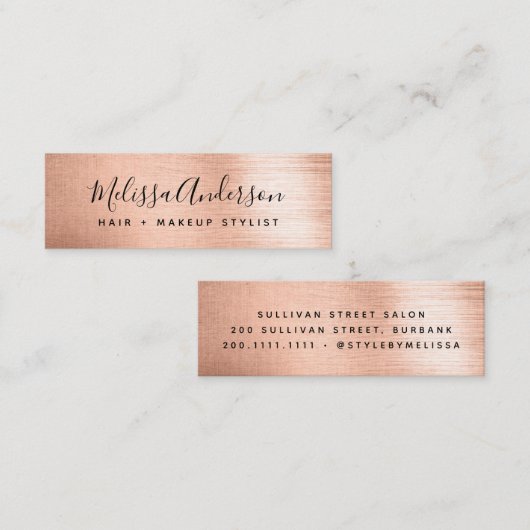 Elegant Roos Gold Foil Mini Visitekaartje (Voorkant / Achterkant)