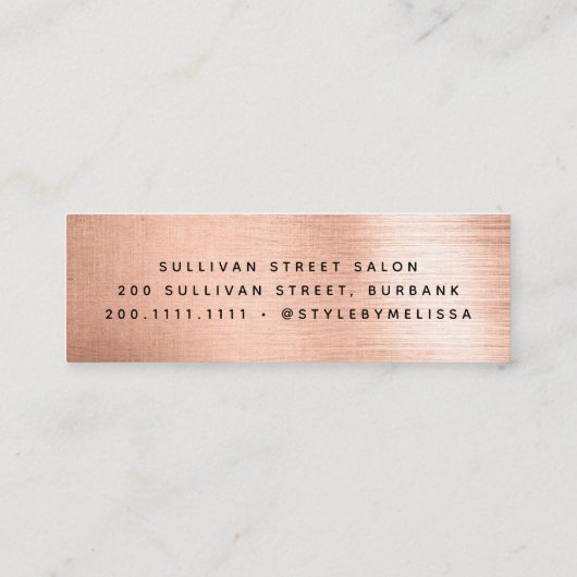 Elegant Roos Gold Foil Mini Visitekaartje (Achterkant)