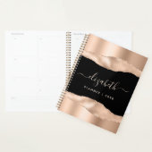 Elegant Roos Gold Foil monogrammen Black Planner (Display)