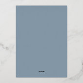 Elegant Roos Gold Foil op Dusty Blue Wedding Folie Uitnodiging (Achterkant)