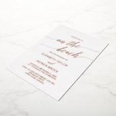 Elegant Roos Gold Foil op het strand bruiloft Folie Uitnodiging (Gedraaid)