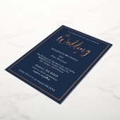 Elegant Roos Gold Foil op marineblauw huwelijk Folie Uitnodiging (Gedraaid)