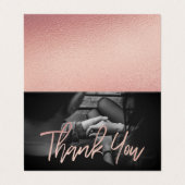 Elegant Roos Gold Foil Script Foto bedankt! Visitekaartje (Buitenkant ongevouwen)