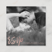 Elegant Roos Gold Foil Script Foto RSVP Informatiekaartje (Voorkant)