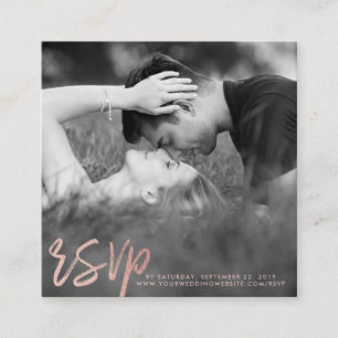 Elegant Roos Gold Foil Script Foto RSVP Informatiekaartje