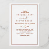 Elegant Roos Gold Foil Wedding Folie Uitnodiging (Voorkant)