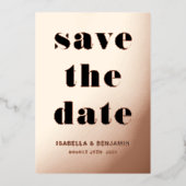 Elegant Roos Gold Foil Wedding Save the Date Folie Uitnodiging (Voorkant)