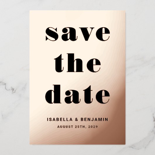 Elegant Roos Gold Foil Wedding Save the Date Folie Uitnodiging (Voorkant)