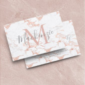 Elegant Roos Gold Foil | Witte marmer | Monogram Visitekaartje