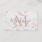 Elegant Roos Gold Foil | Witte marmer | Monogram Visitekaartje (Voorkant)