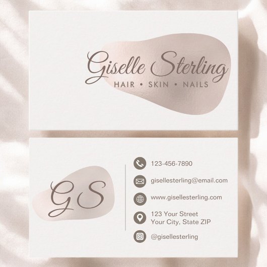 Elegant Roos Gold Folie Abstract Blush Beauty Visitekaartje