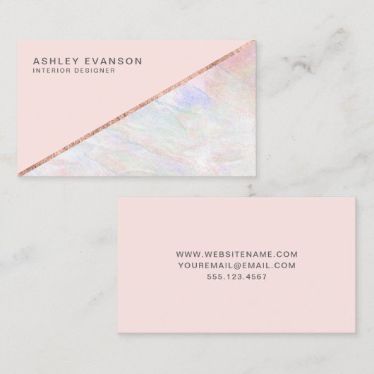 Elegant Roos Gold Folie en Opal Blush Pink Visitekaartje (Voorkant / Achterkant)