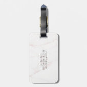 Elegant Roos Gold Folie Wit Marmeren Steen Monogra Bagagelabel (Achterkant verticaal)