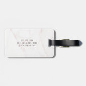 Elegant Roos Gold Folie Wit Marmeren Steen Monogra Bagagelabel (Achterkant horizontaal)